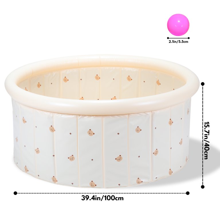 Inflatable Kiddie Pool Kids 200 Balls Pit, 39.4"x15.7" Swimming Pool for Kids