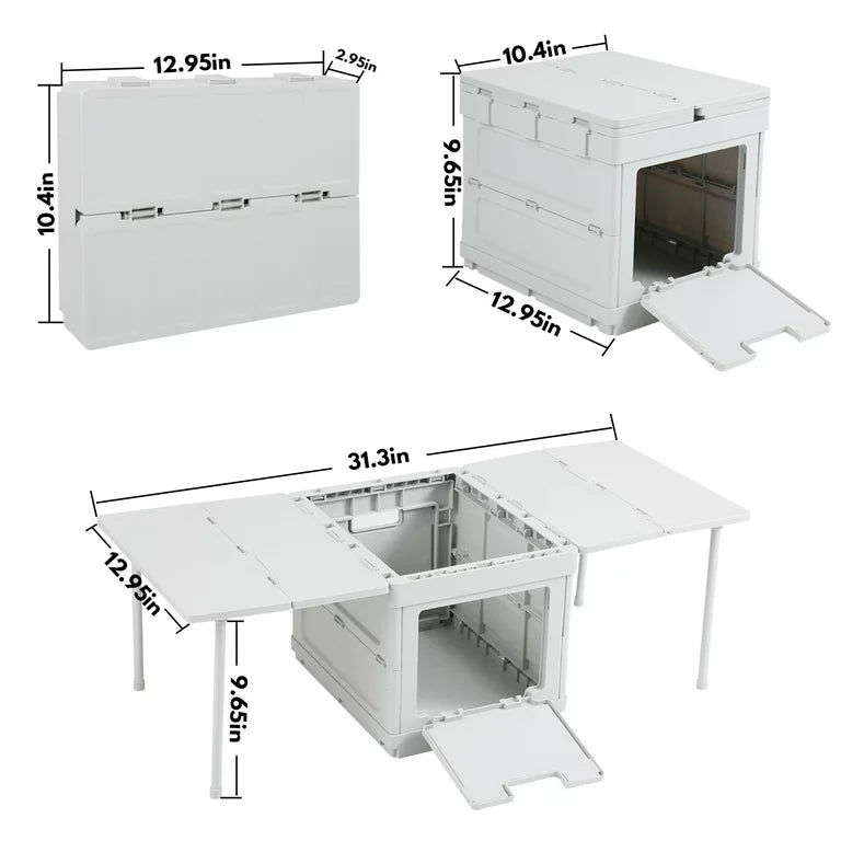 Folding Storage Camping Box for Outdoor Indoor, Storage Containers Bins Camping Table for Home Picnic Party(Grey)