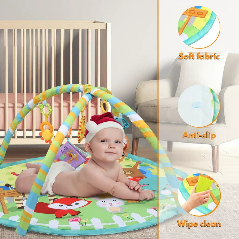 Baby Play Mats for Floor, Baby Activity Center Play Gym with Learning Toys, Tummy Time Play Mat for Infant Newborn