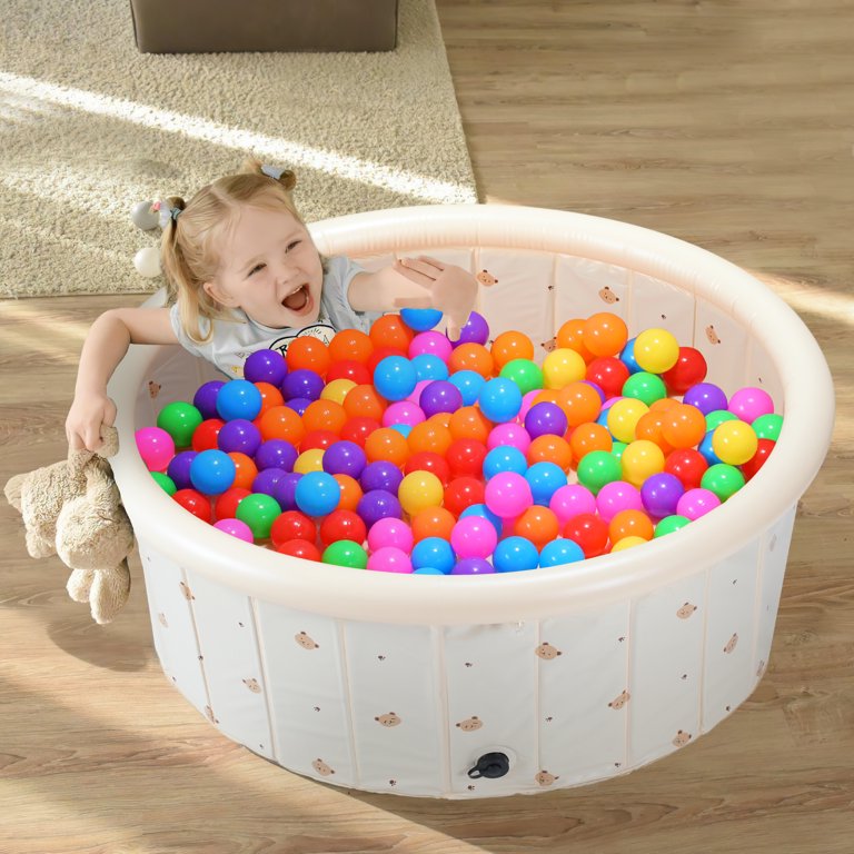 Inflatable Kiddie Pool Kids 200 Balls Pit, 39.4"x15.7" Swimming Pool for Kids