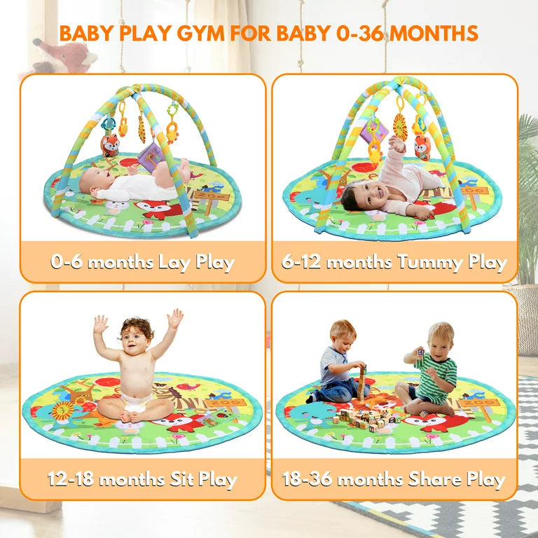 Baby Play Mats for Floor, Baby Activity Center Play Gym with Learning Toys, Tummy Time Play Mat for Infant Newborn