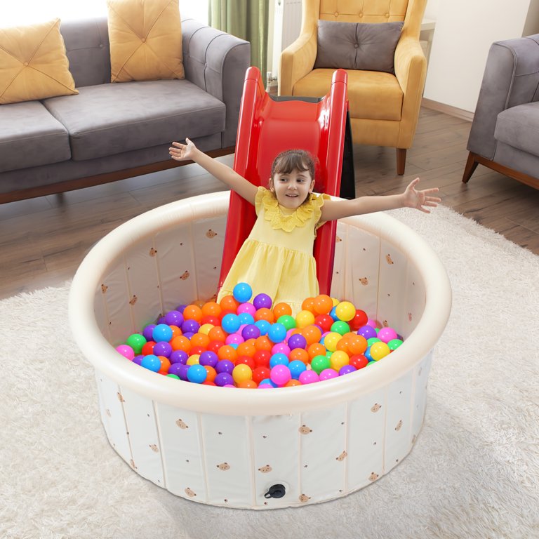 Inflatable Kiddie Pool Kids 200 Balls Pit, 39.4"x15.7" Swimming Pool for Kids