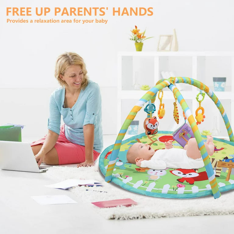 Baby Play Mats for Floor, Baby Activity Center Play Gym with Learning Toys, Tummy Time Play Mat for Infant Newborn