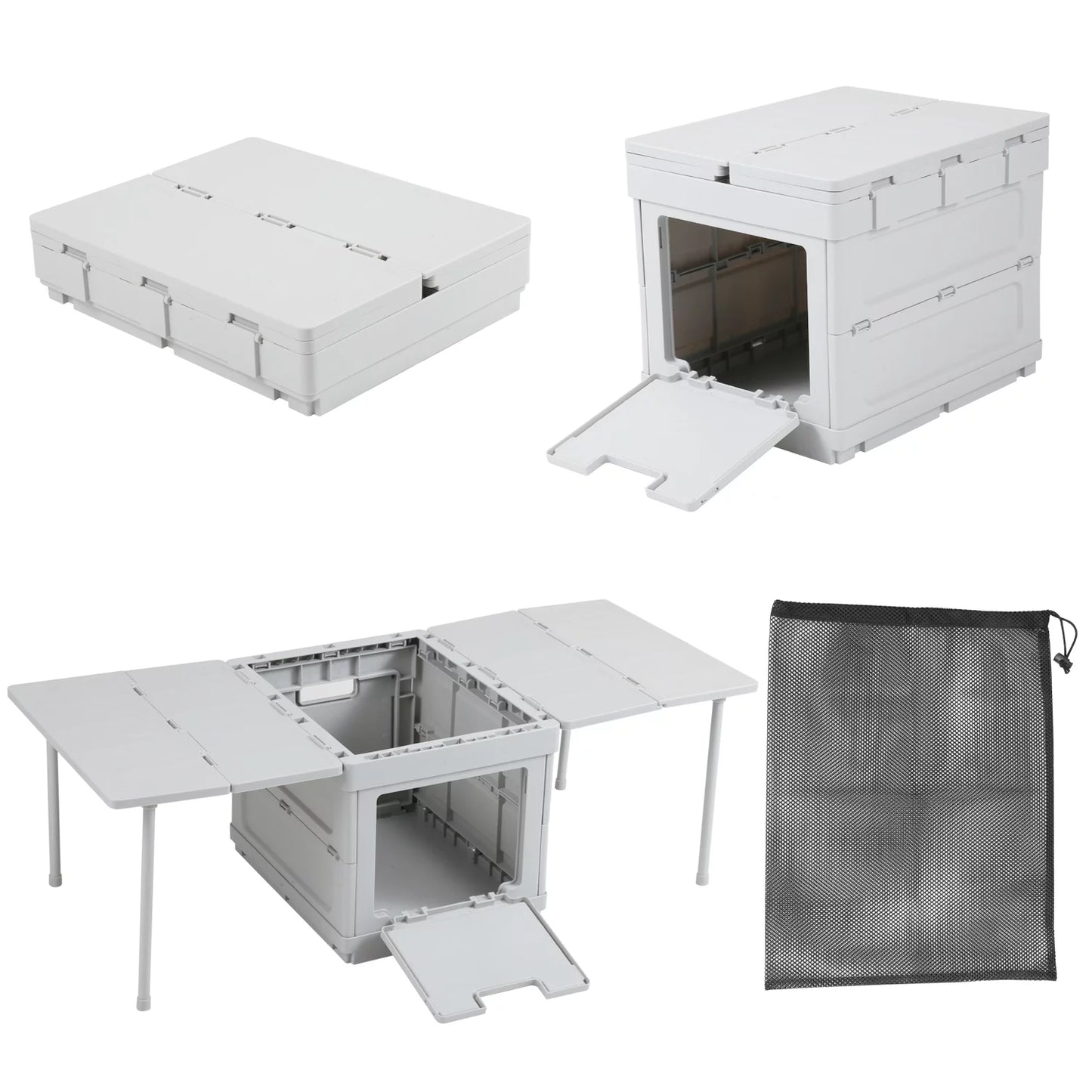 Folding Storage Camping Box for Outdoor Indoor, Storage Containers Bins Camping Table for Home Picnic Party(Grey)