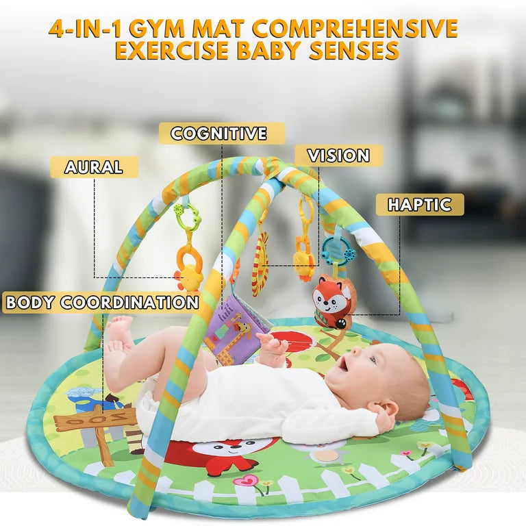 Baby Play Mats for Floor, Baby Activity Center Play Gym with Learning Toys, Tummy Time Play Mat for Infant Newborn