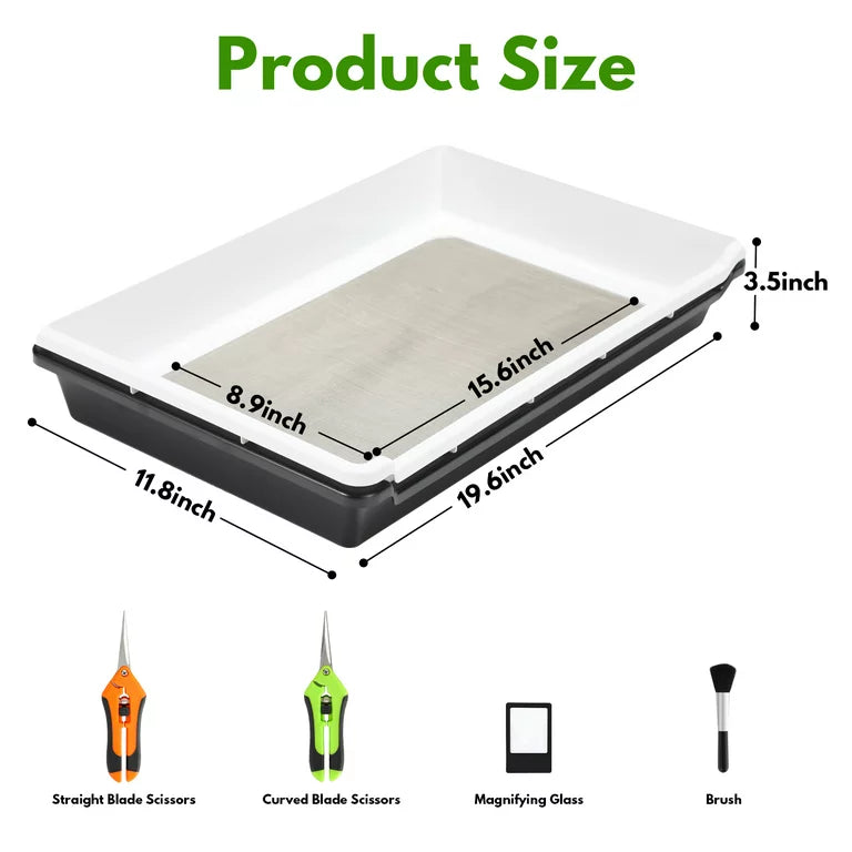 Trimming Tray Garden Tools for Garden, Trim Bin with 150 Micron Screen and 2 Pruning Shears