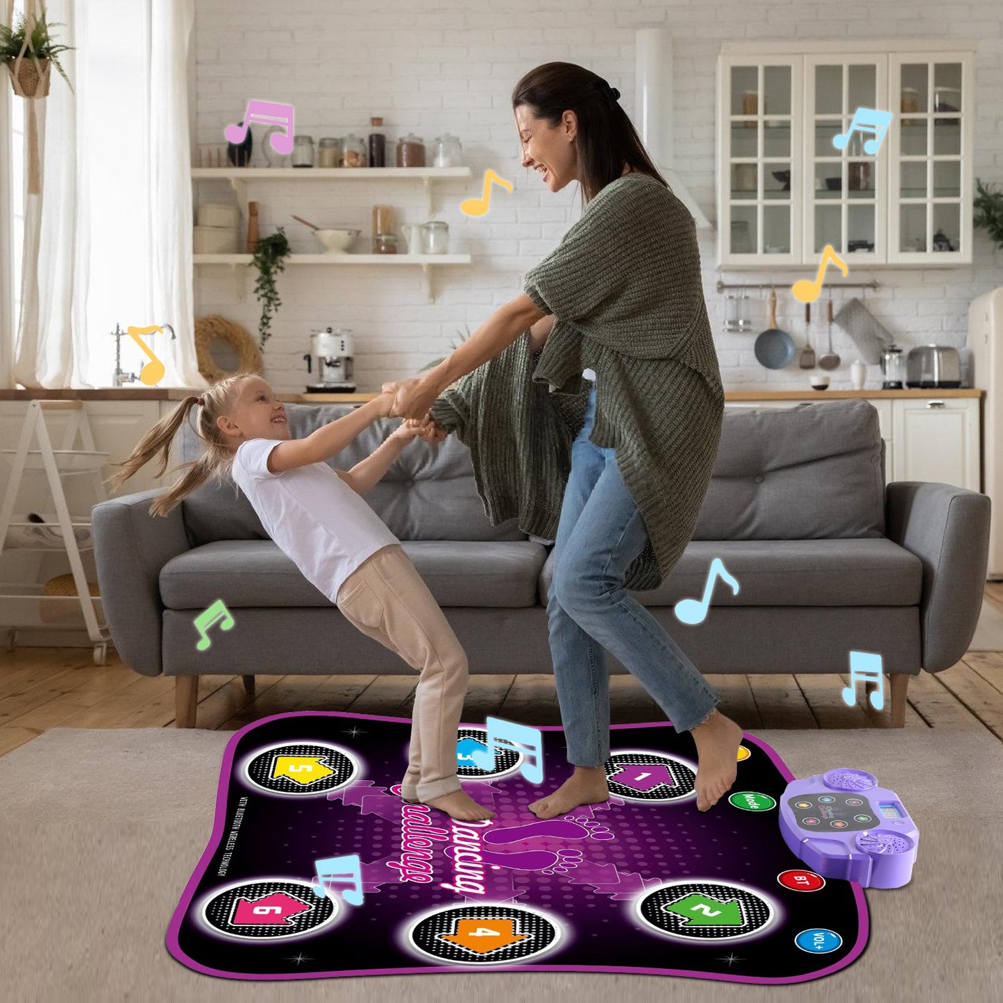 Dance Mat for Kids, 5 Modes Dance Pad Musical Educational Toy,Electronic Musical Play Mats,Dance Game Toy Gift for 3-12 Year Old Girls (35.4" x 31.1")