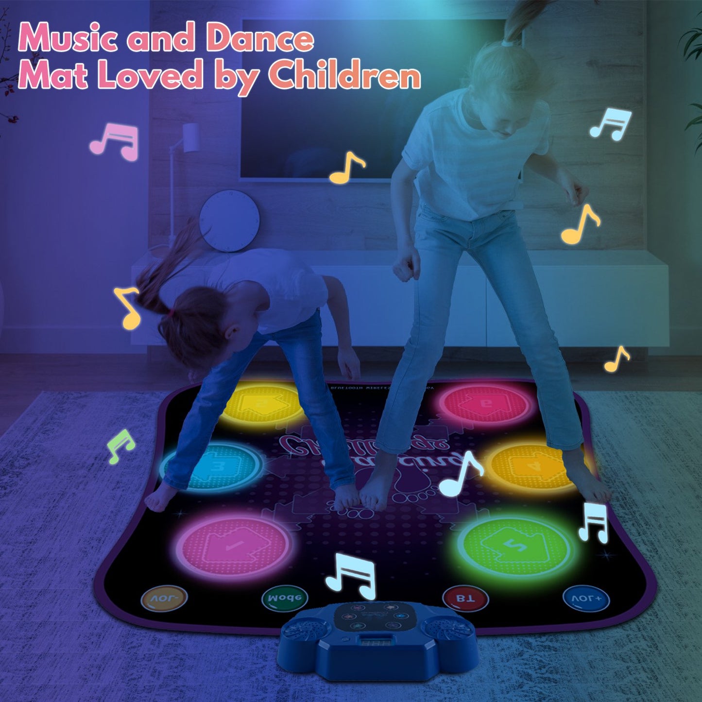 Dance Mat for Kids, 5 Modes Dance Pad Musical Educational Toy,Electronic Musical Play Mats,Dance Game Toy Gift for 3-12 Year Old Girls (35.4" x 31.1")