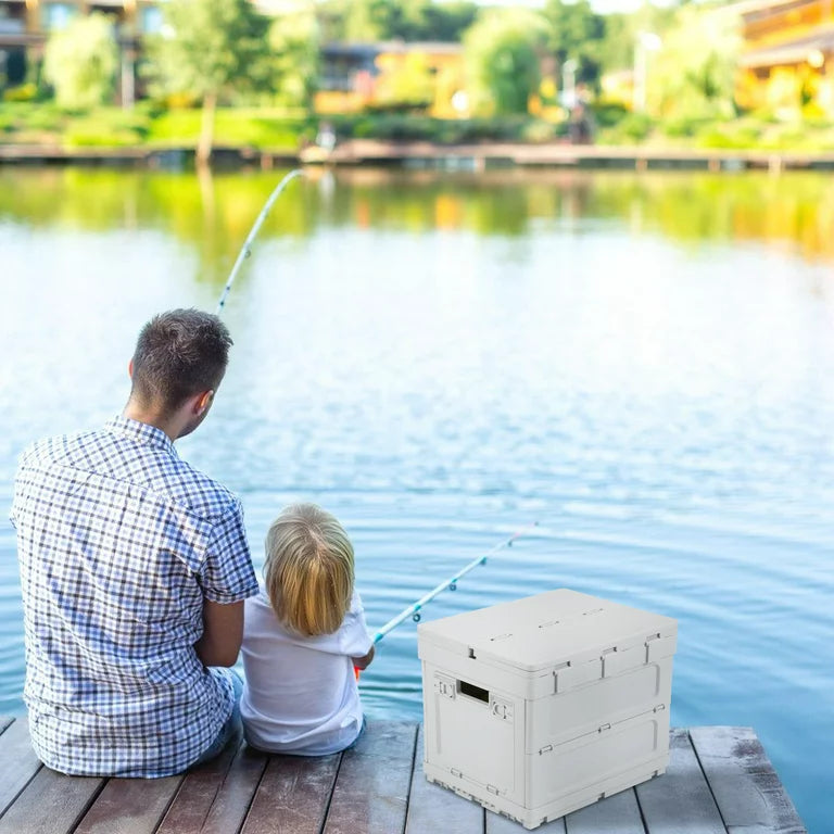 Folding Storage Camping Box for Outdoor Indoor, Storage Containers Bins Camping Table for Home Picnic Party(Grey)