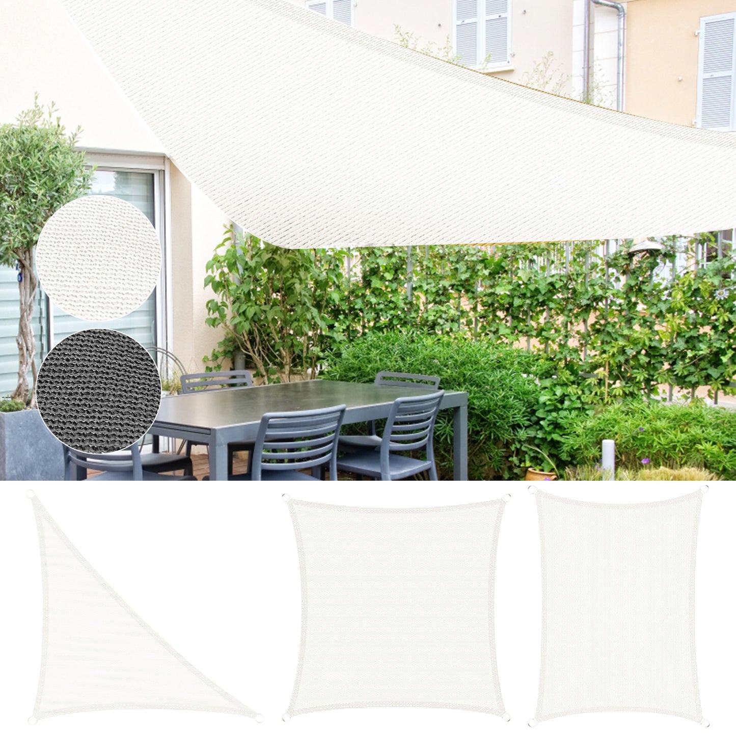 Sun Shade Sail 10' x 10' Rectangle Canopy, Outdoor Waterproof Rectangle Sun Shade Sail 95% UV