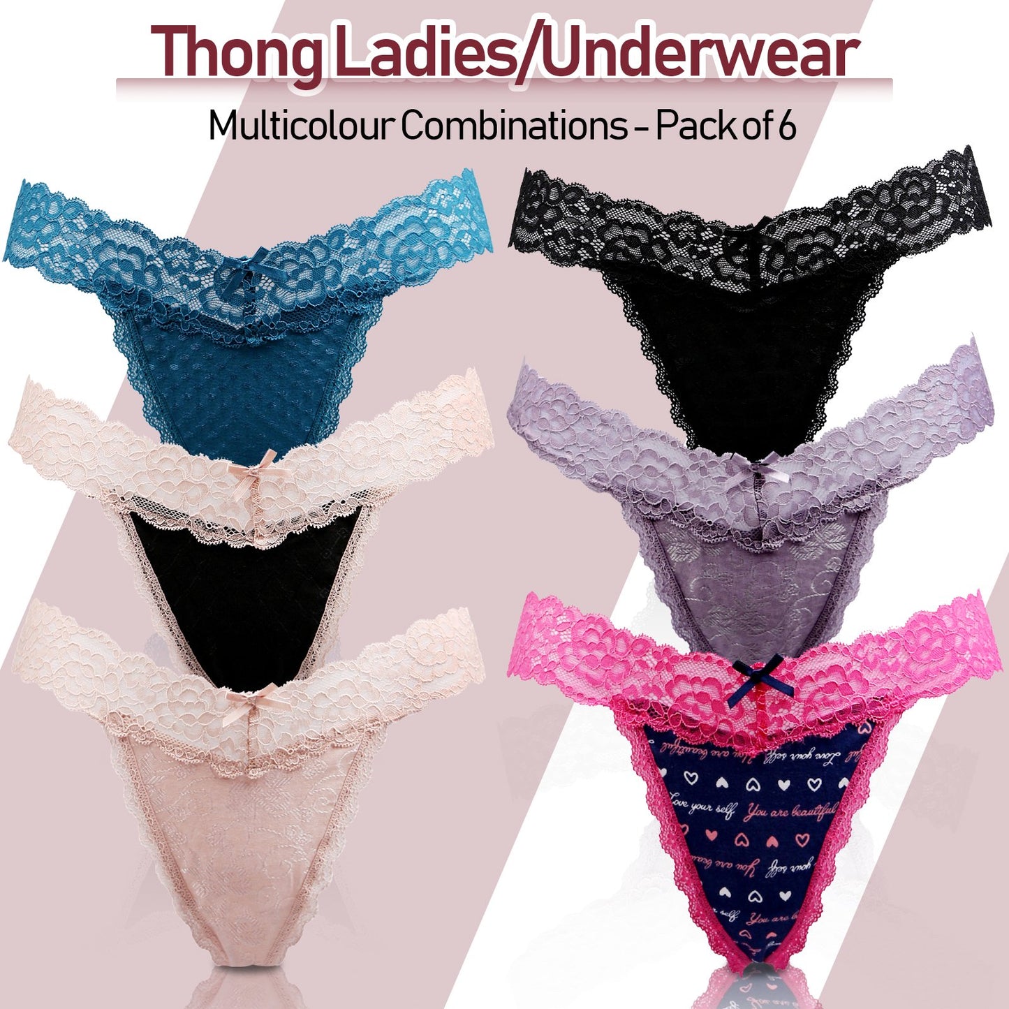 Teedor Women's Thongs, G-String Low Waist Seamless Lace T back