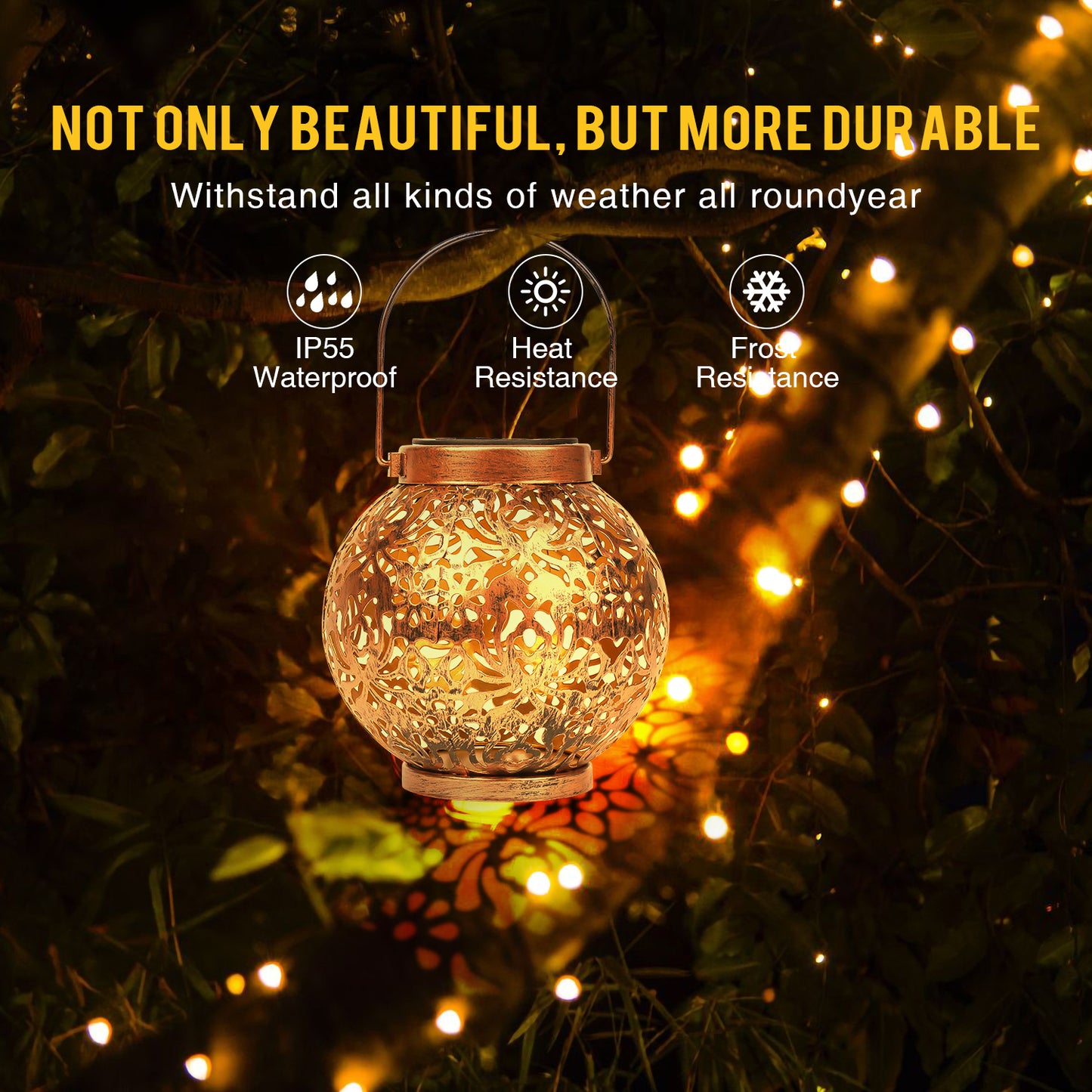 2 Pack Solar Lanterns Outdoor IP55 Waterproof