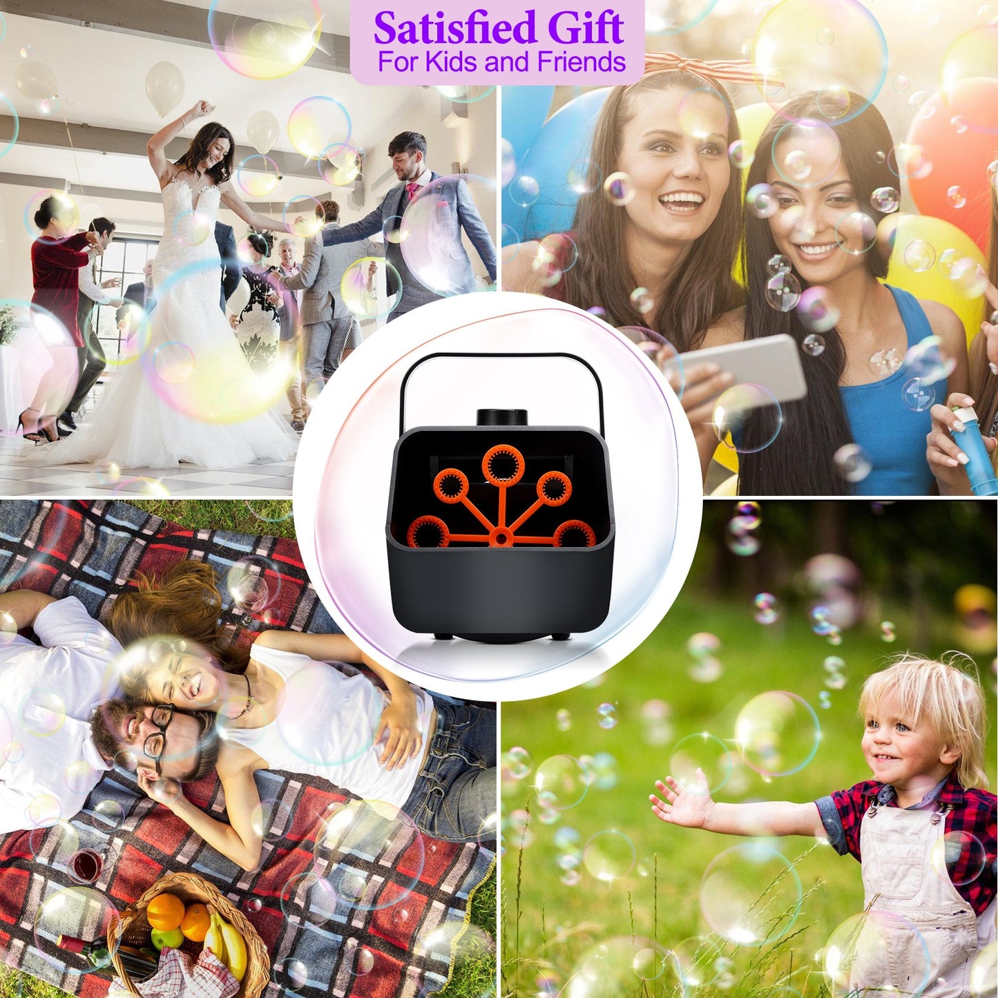 Teedor Bubble Machine, Automatic Bubble Blower, 3500-6000 Bubbles Per Minute, Plug-in Kids Bubble Maker for Parties Wedding Birthday Indoor & Outdoor Use