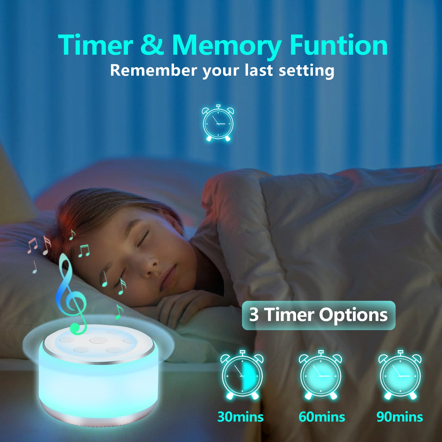 White Noise Machine, with Adjustable Baby Night Light