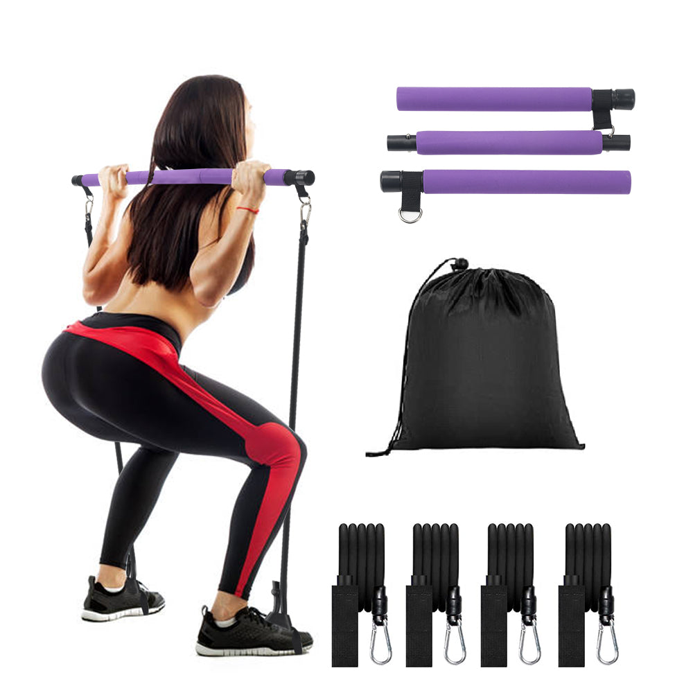 Pilates Bar Kit 11 PCS Resistance Band Set Yoga Pilates, Flex Bands