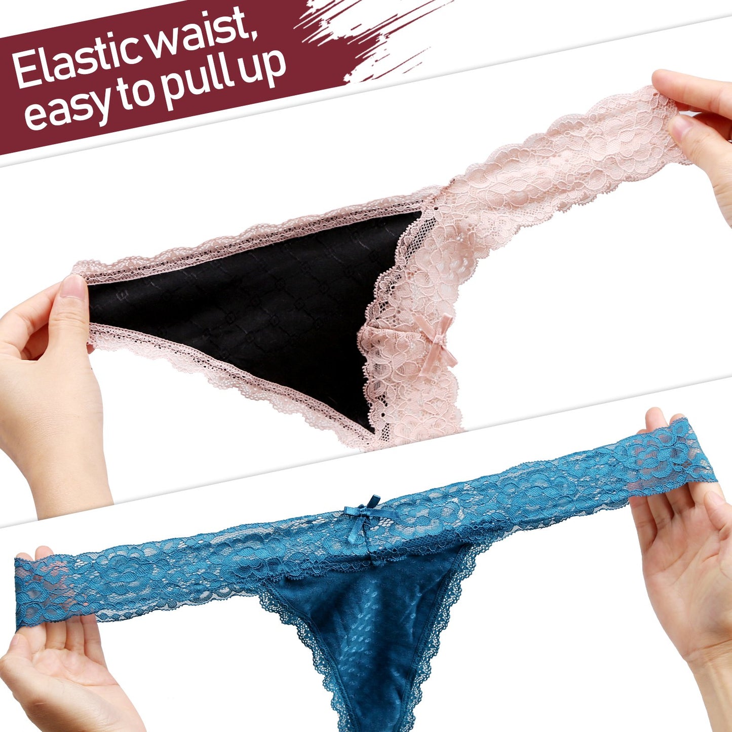 Teedor Women's Thongs, G-String Low Waist Seamless Lace T back