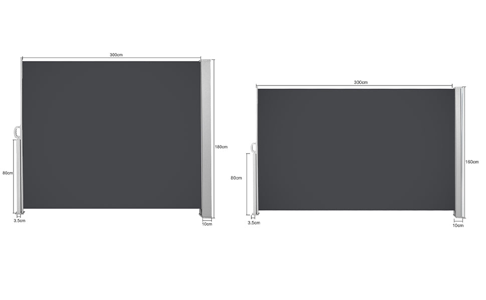 Teedor Patio Side Awning, Folding Patio Side Screen Retractable Beige/Gray