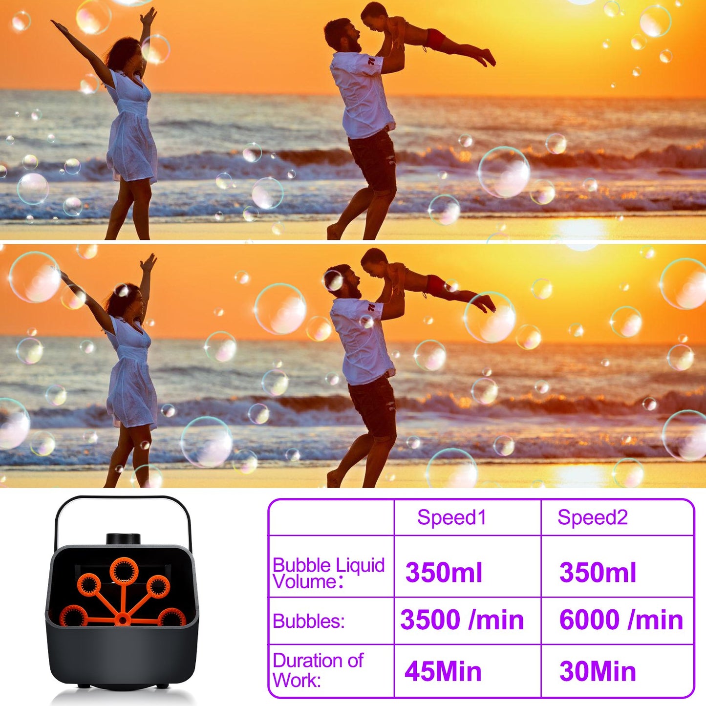 Teedor Bubble Machine, 3500-6000 Bubbles Per Minute