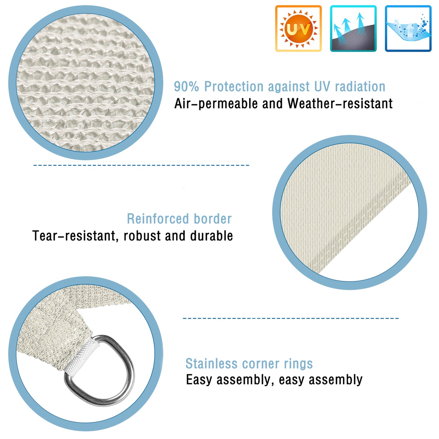 Sun Shade Sail 10' x 10' Rectangle Canopy, Outdoor Waterproof Rectangle Sun Shade Sail 95% UV