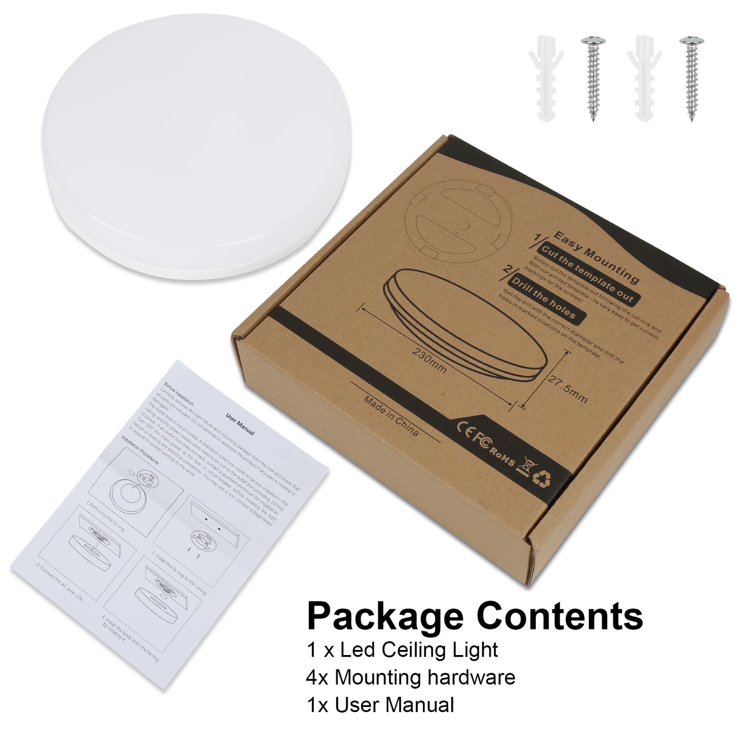 36W Flush Mount LED Ceiling Light for Bathroom, 13 inch Super Slim Ceiling Light with Remote Control 3 Color Changeable 2700/4000/6500K, 3060lm IP44 for Kitchen,Laundry Room, Hallway