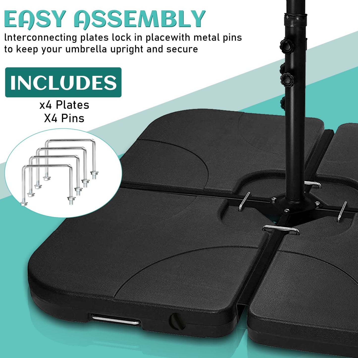 Teedor Heavy-Duty 4PCS Offset Patio Umbrella Stand Cantilever