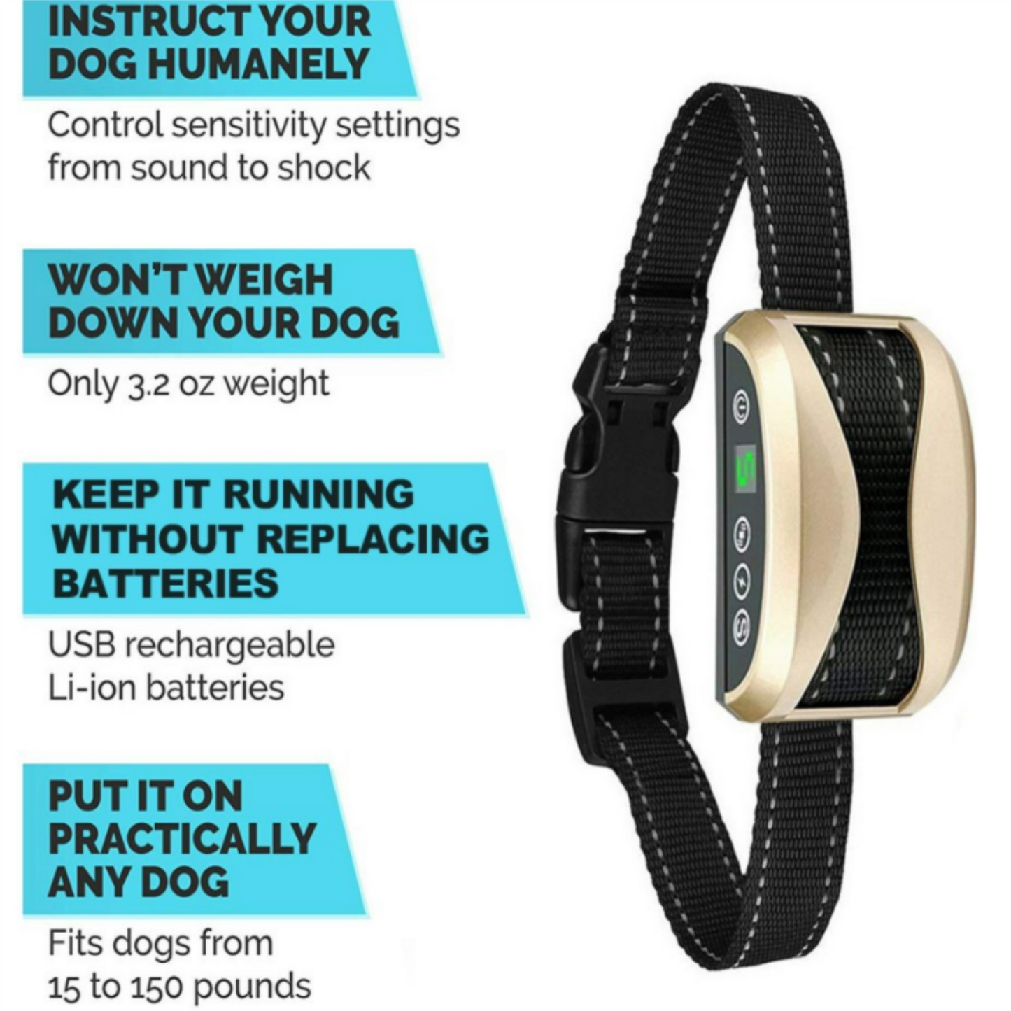 Dog Bark Collar, Anti Barking Training Collar,Vibration No Shock Dog Collar