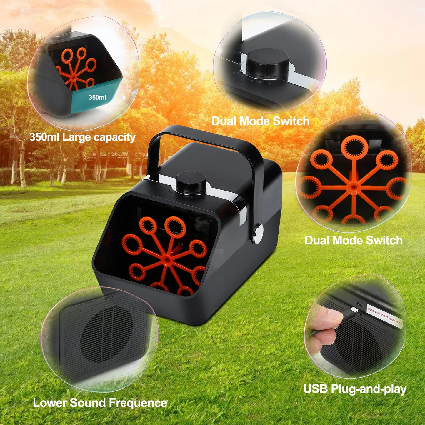 Teedor Bubble Machine, Automatic Bubble Blower, 3500-6000 Bubbles Per Minute, Plug-in Kids Bubble Maker for Parties Wedding Birthday Indoor & Outdoor Use