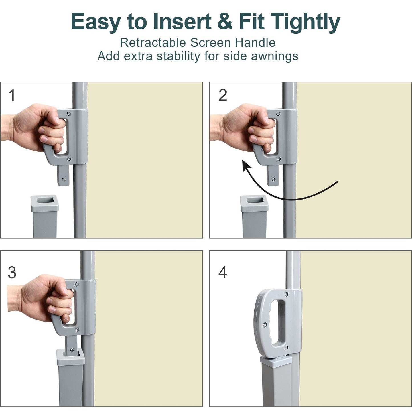 Teedor Patio Side Awning, Folding Patio Side Screen Retractable Beige/Gray