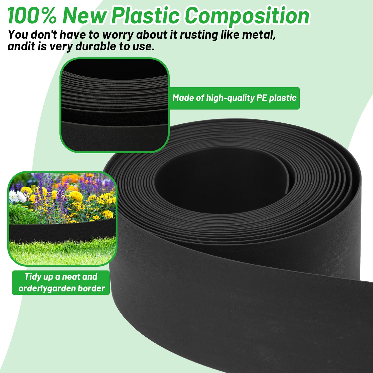 Teedor Terrace Board, Garden Border Edging Plastic, Grass Barrier, Bender Board, Weed Barrier, Garden Borders