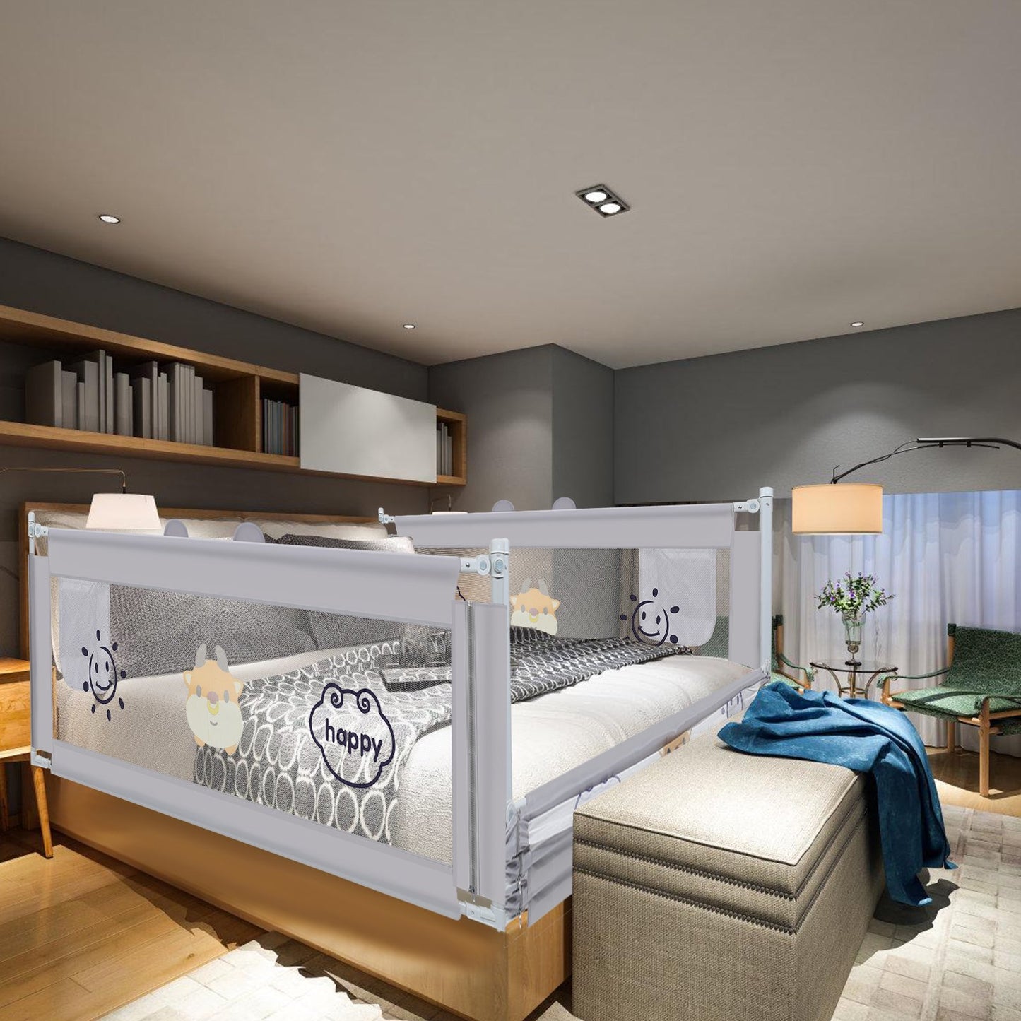 Bed Rails for Toddlers,Crib fence Seamless Lifting Height 75" x 28"-39"