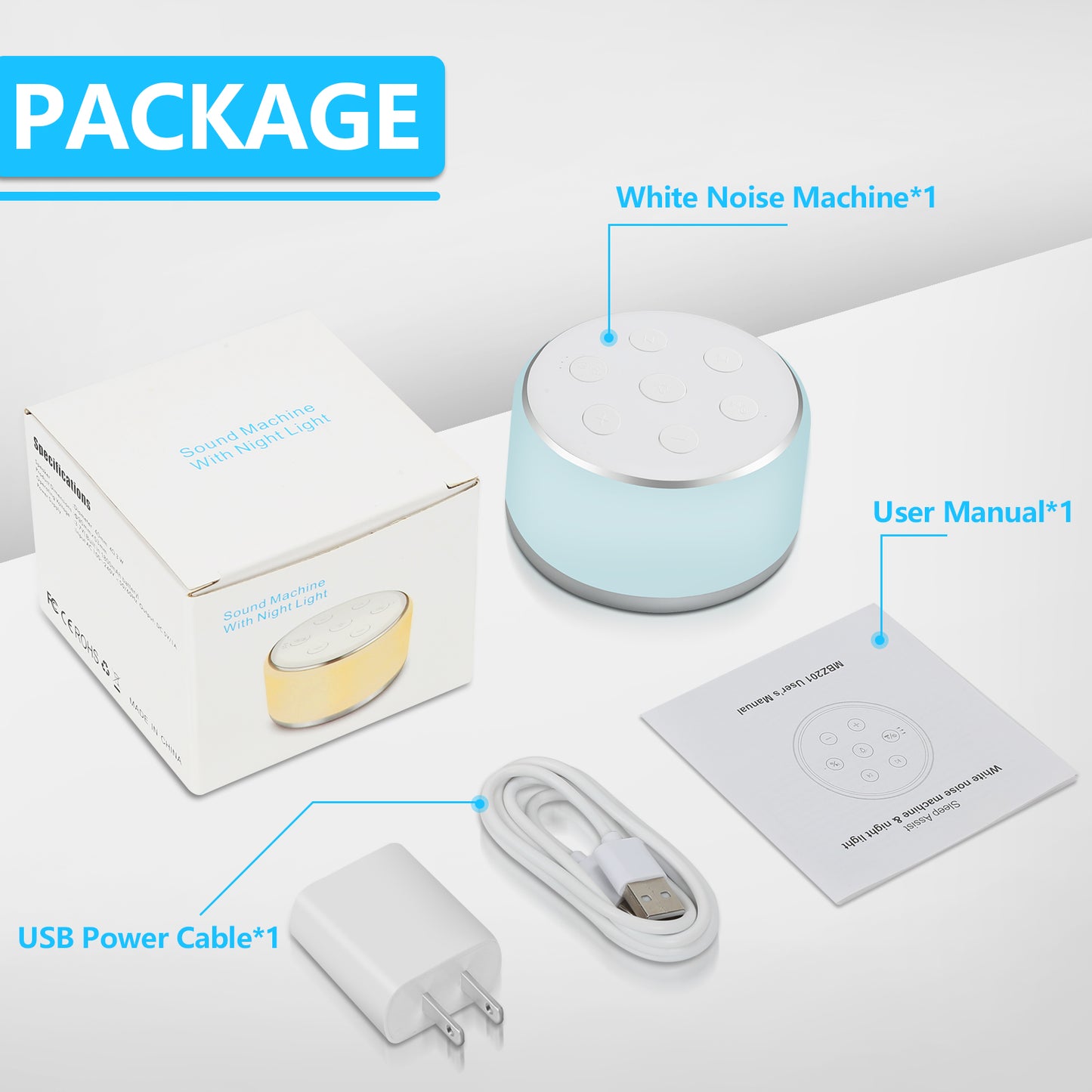 White Noise Machine, with Adjustable Baby Night Light