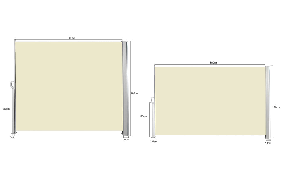 Teedor Patio Side Awning, Folding Patio Side Screen Retractable Beige/Gray