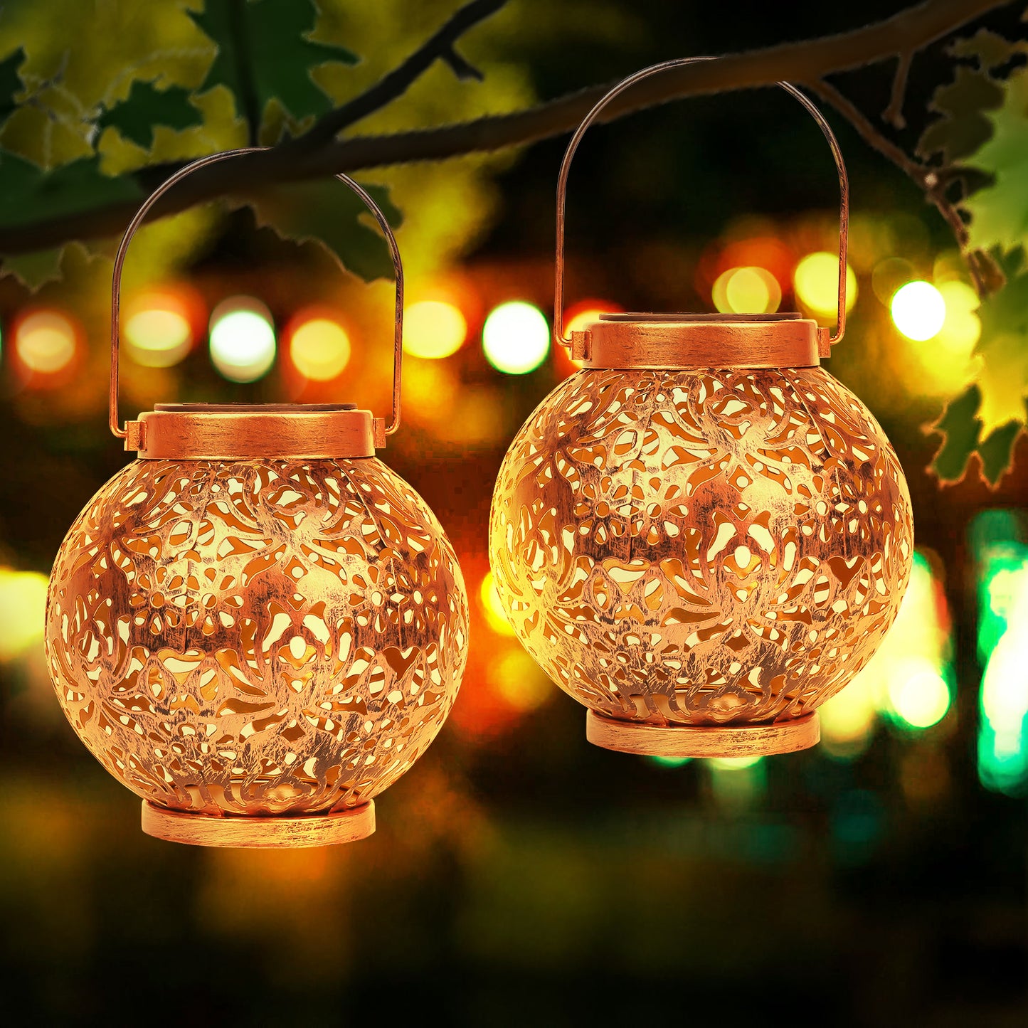 2 Pack Solar Lanterns Outdoor IP55 Waterproof