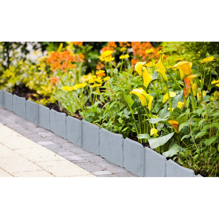 Teedor 10Pcs Garden edging border, Plastic Garden Fence Edging, Imitation Stone Effect, Interlocking Landscape Edging Border for DIY Decorative Patio Yard