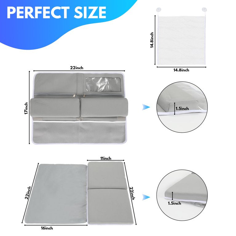 Bath Kneeler and Elbow Rest Pad Set, baby Bathtub Kneeling Pad with Toy Organizer