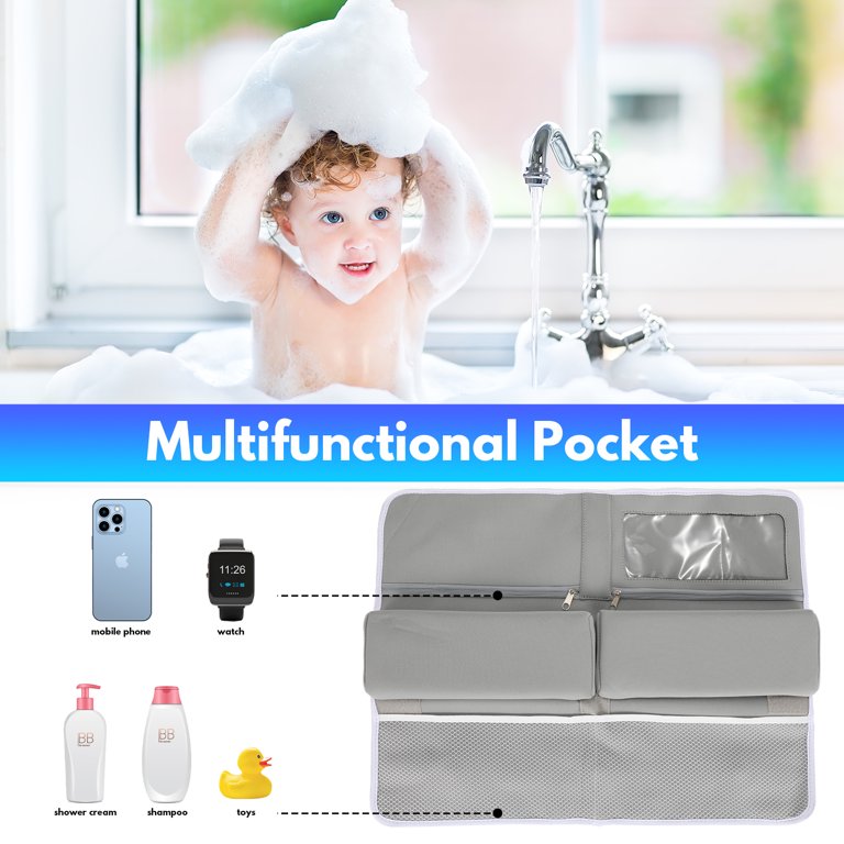 Bath Kneeler and Elbow Rest Pad Set, baby Bathtub Kneeling Pad with Toy Organizer