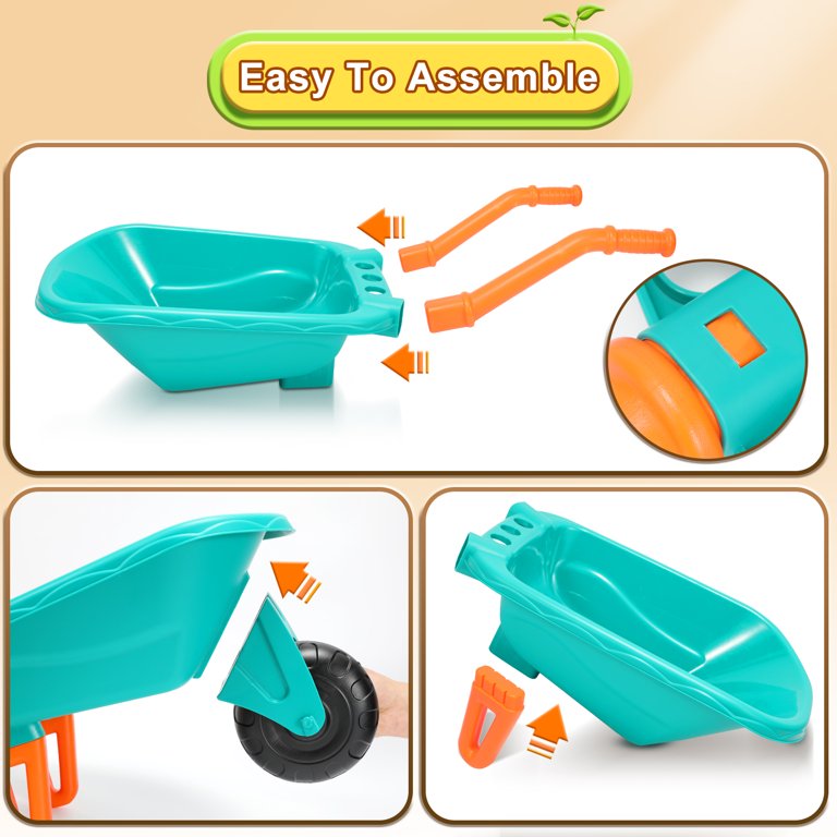 Kids Gardening Tools for Kids with Kids Wheelbarrow, 47Pcs Gardening Toy Set for Kids Boys Girls Age 3+