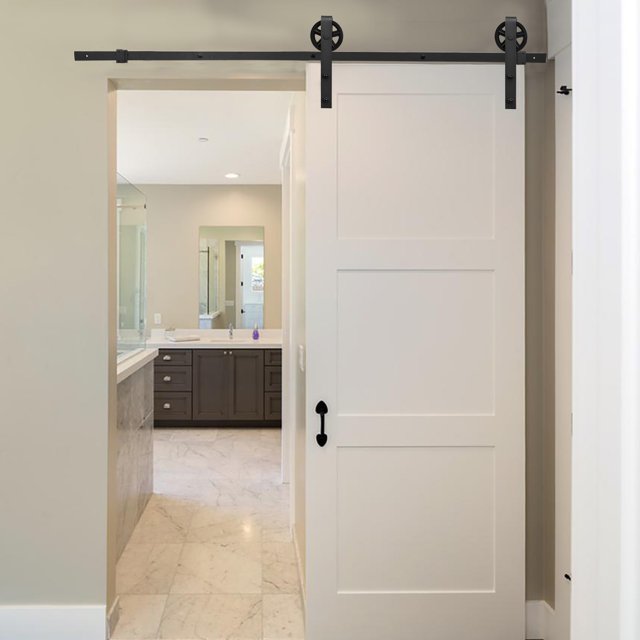 Teedor 6.6FT Sliding Barn Door Hardware Kit, Barn Door Hardware Rollers, Big Wheel Shape-Black