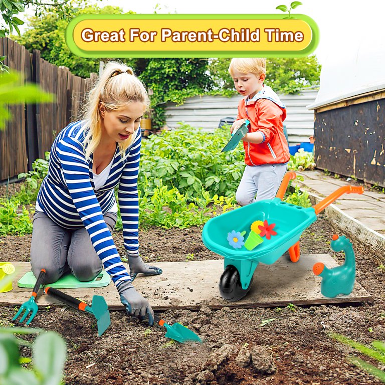 Kids Gardening Tools for Kids with Kids Wheelbarrow, 47Pcs Gardening Toy Set for Kids Boys Girls Age 3+