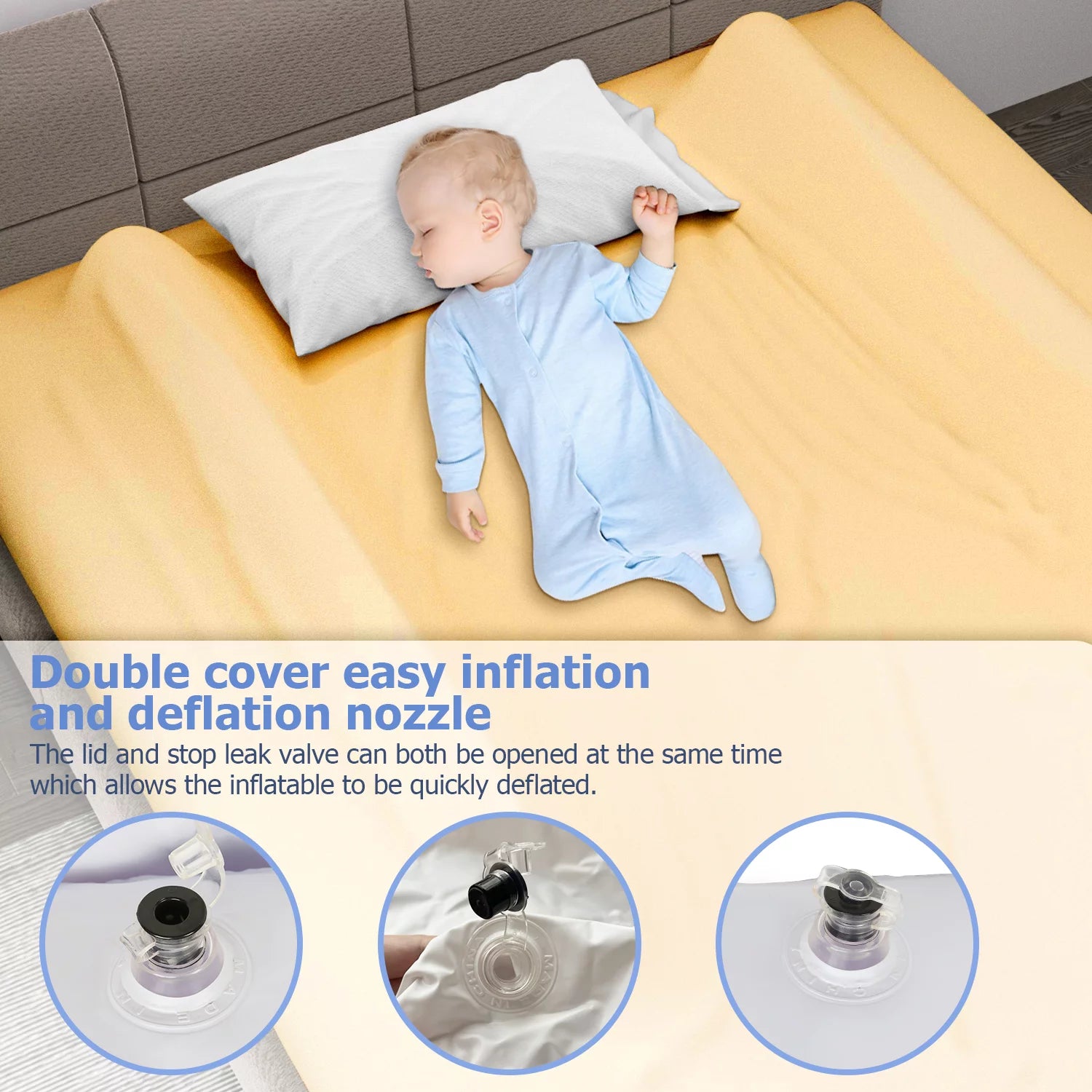 2 Pack Inflatable Bed Rail for Toddlers Travel Bed Bumpers for