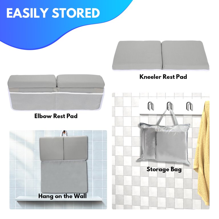 Bath Kneeler and Elbow Rest Pad Set, baby Bathtub Kneeling Pad with Toy Organizer