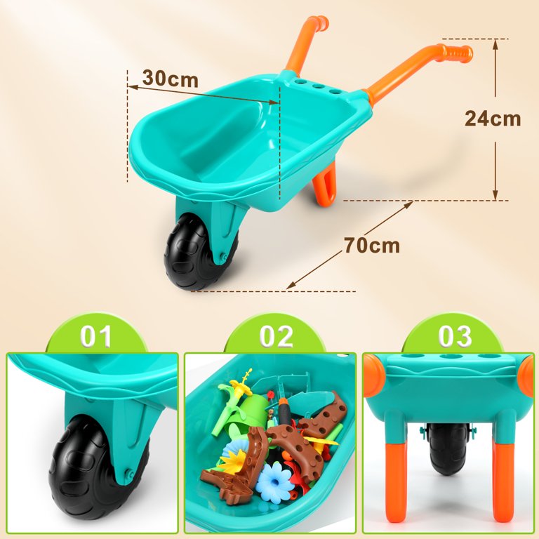 Kids Gardening Tools for Kids with Kids Wheelbarrow, 47Pcs Gardening Toy Set for Kids Boys Girls Age 3+