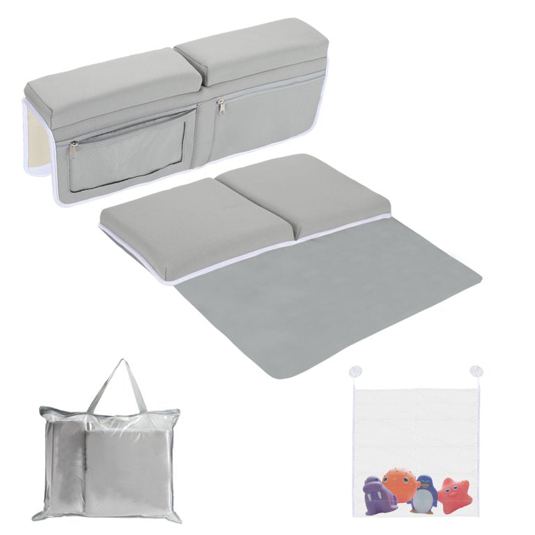 Bath Kneeler and Elbow Rest Pad Set, baby Bathtub Kneeling Pad with Toy Organizer