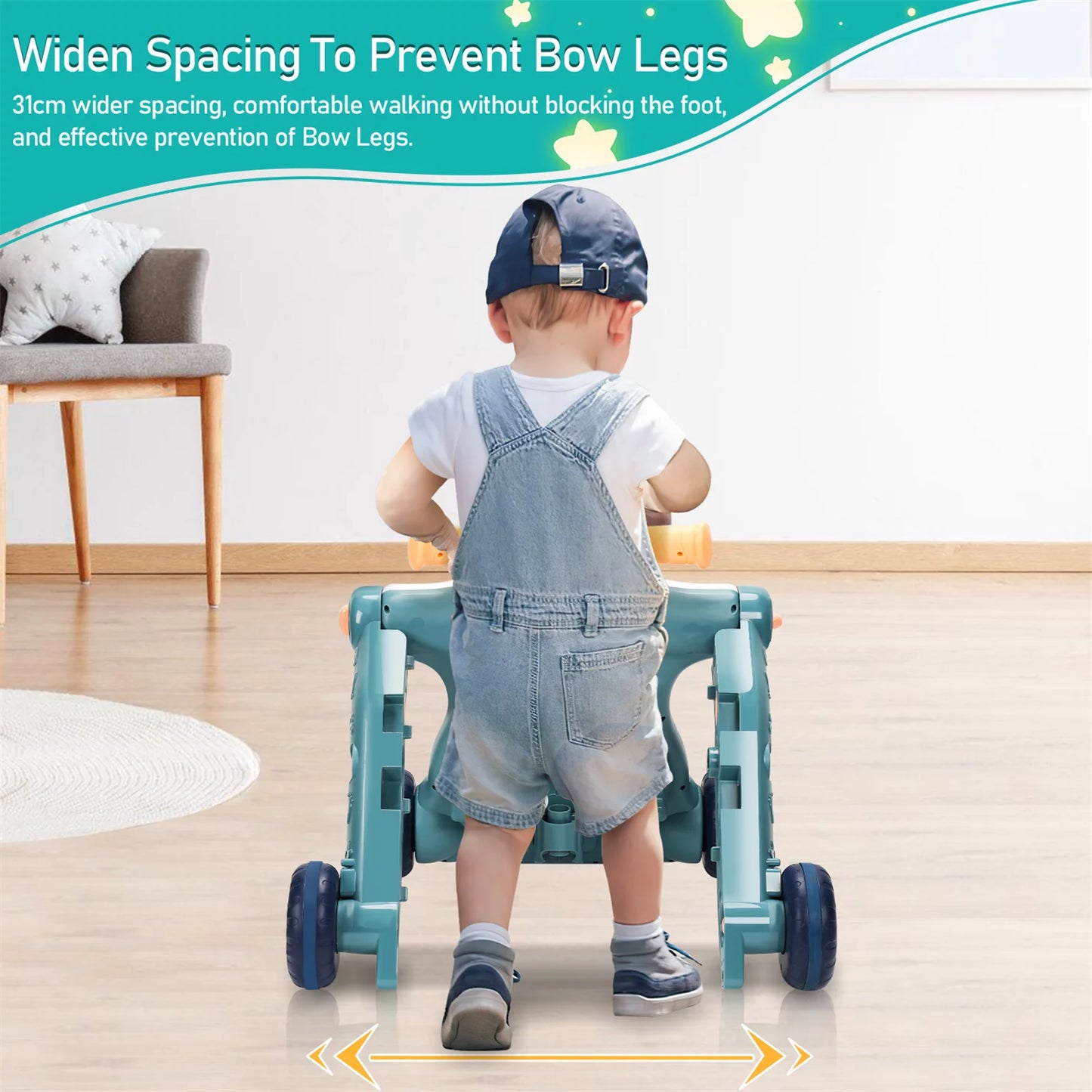 Baby Push Walkers in Baby Activities 6-in-1,Multifunctional Early Education Activity Center Music Learning Toys for Baby,Toddler Table and Floor Toy for12 to 36 Months