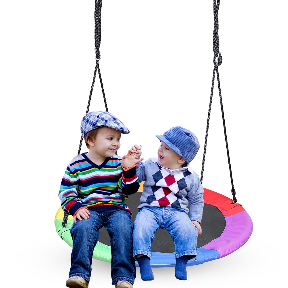 40" Saucer Tree Swing Set - 360° Rotate Adjustable Hanging Ropes Outdoor Web Swing for Kids, Adults and Teens,Can withstand 330 pounds