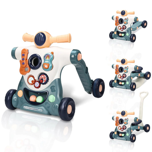 Baby Push Walkers in Baby Activities 6-in-1,Multifunctional Early Education Activity Center Music Learning Toys for Baby,Toddler Table and Floor Toy for12 to 36 Months