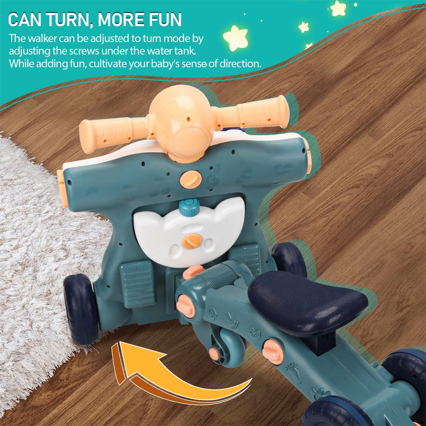 Baby Push Walkers in Baby Activities 6-in-1,Multifunctional Early Education Activity Center Music Learning Toys for Baby,Toddler Table and Floor Toy for12 to 36 Months