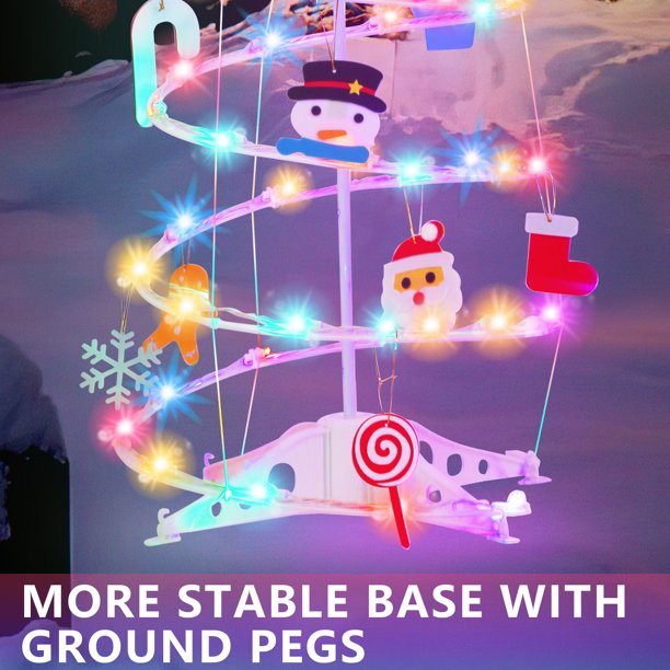 6ft LED Spiral Christmas Tree Light 100 LEDs Battery Powered Indoor Outdoor Holiday Decoration Lamp Multi-color,Garden Decoration String Lights,with Star Tree Topper