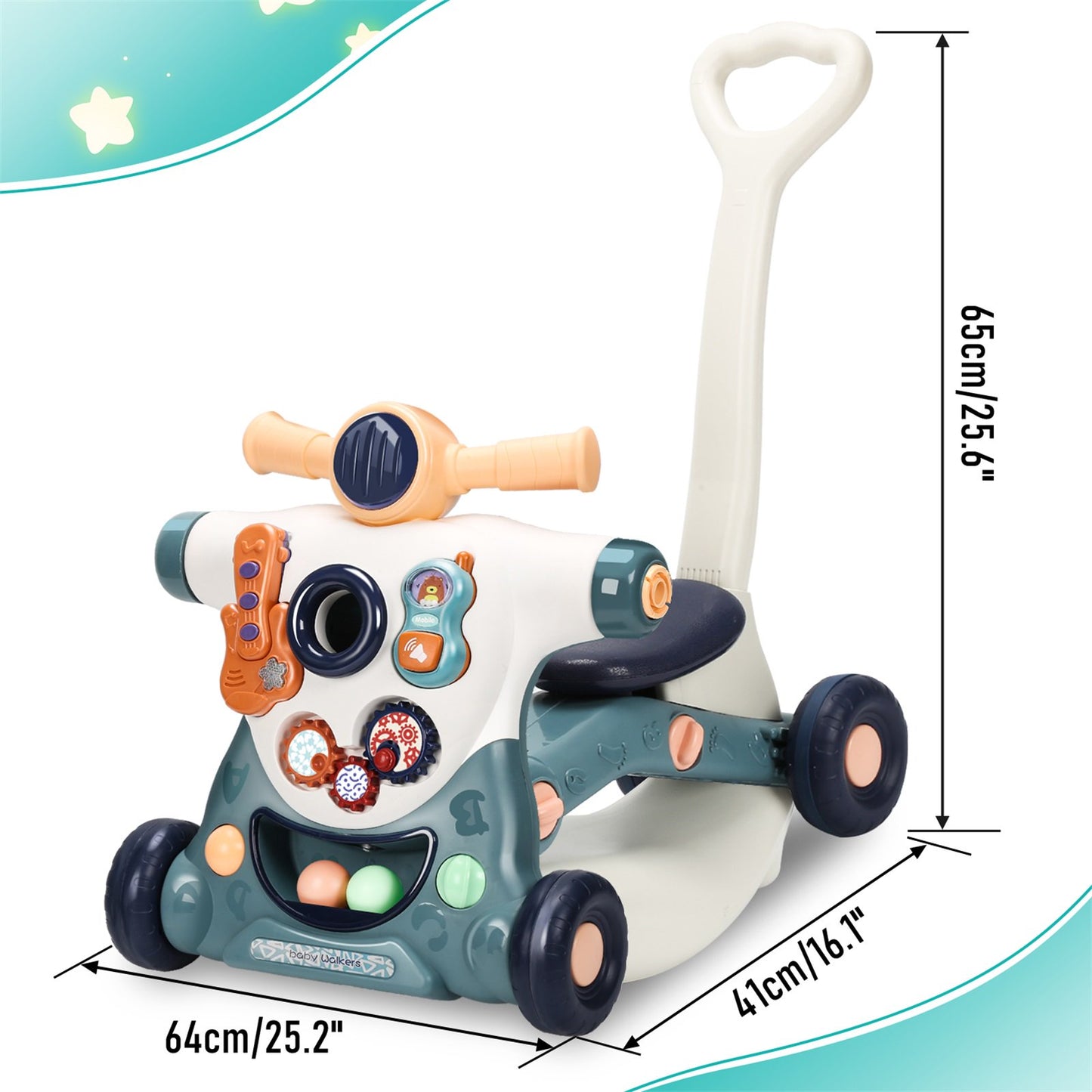 Baby Push Walkers in Baby Activities 6-in-1,Multifunctional Early Education Activity Center Music Learning Toys for Baby,Toddler Table and Floor Toy for12 to 36 Months