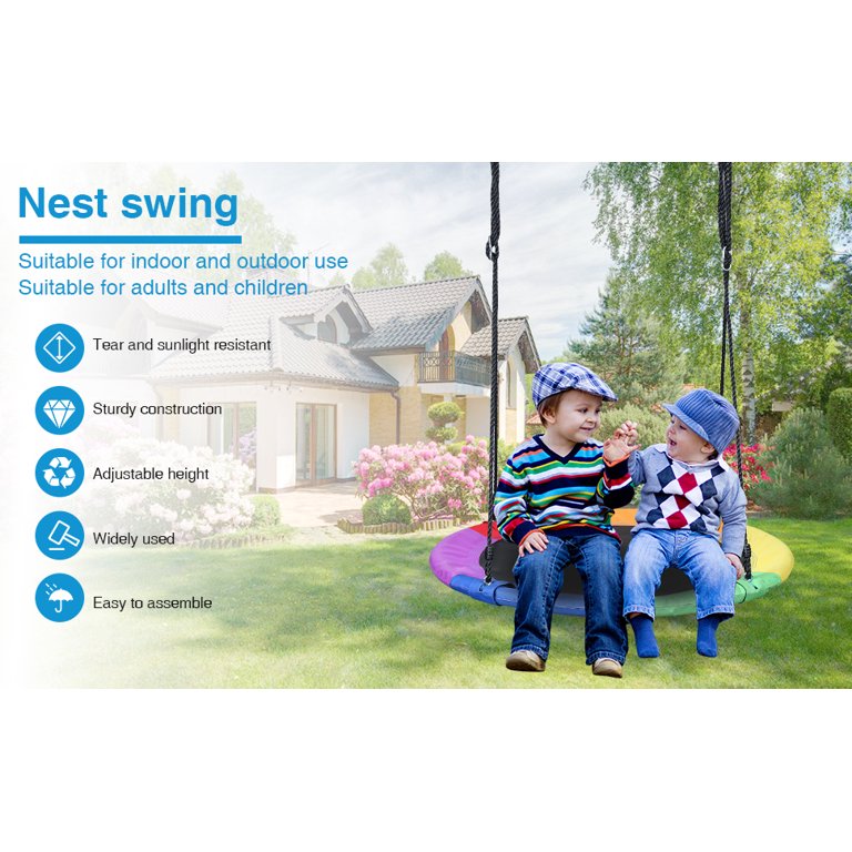 40" Saucer Tree Swing Set - 360° Rotate Adjustable Hanging Ropes Outdoor Web Swing for Kids, Adults and Teens,Can withstand 330 pounds